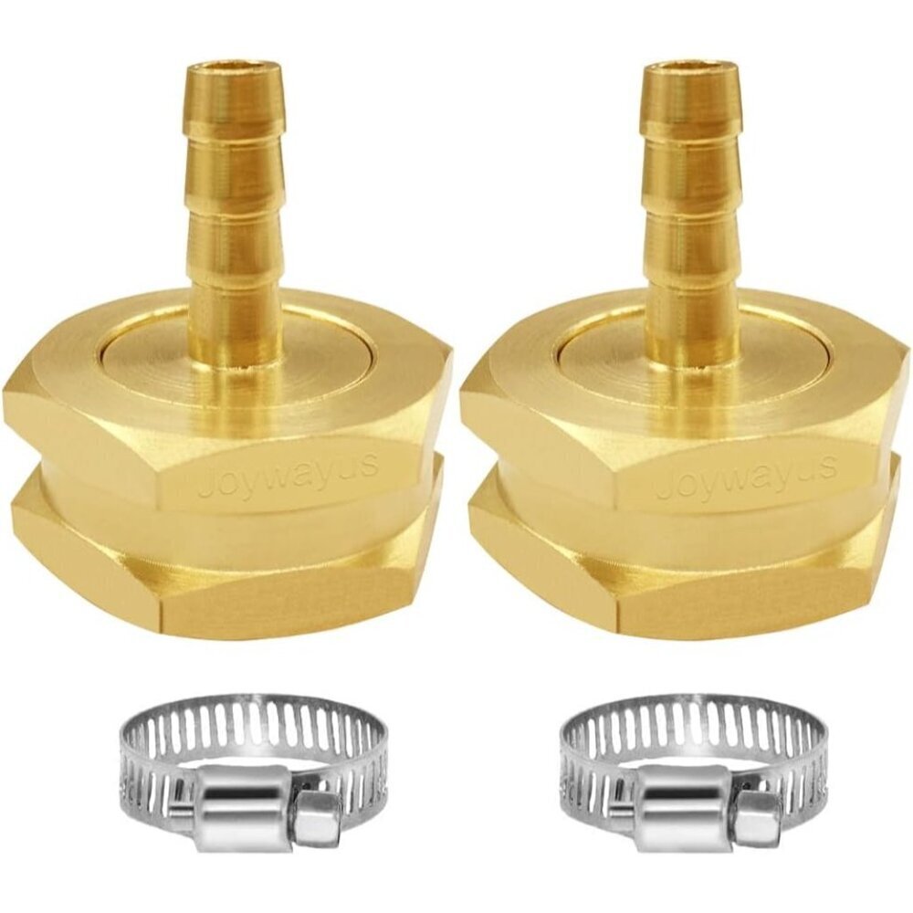 2Pcs 1/4" Barb x 3/4" Female GHT Thread Swivel Hex Brass Garden Water Hose